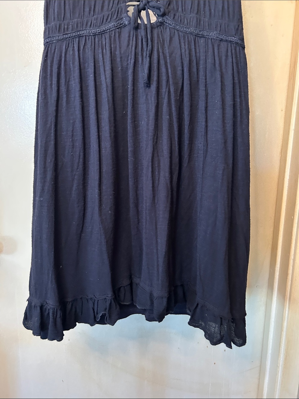Free People Black Mini Tank Dress with White and Tan Embroidery size S - Picture 13 of 15